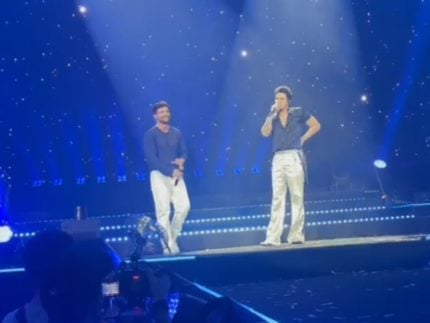 Cantor espanhol Pablo Alborán faz participação surpresa em show de Luan Santana