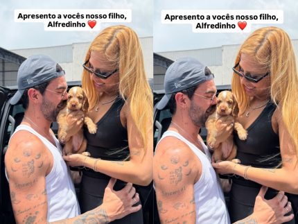 Novo membro na família! Luan Pereira presenteia a noiva com cachorrinho: “Nosso filho”