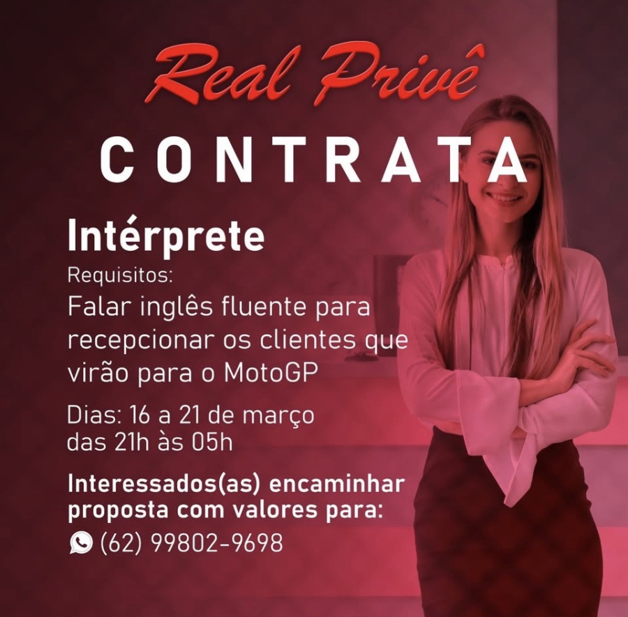 Casa de entretenimento adulto busca intérprete para MotoGP