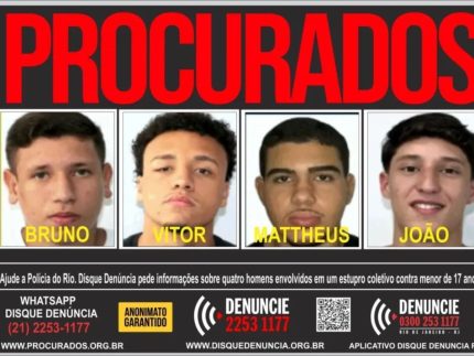 Polícia do RJ procura 4 jovens suspeitos de estupro coletivo contra adolescente de 17 anos