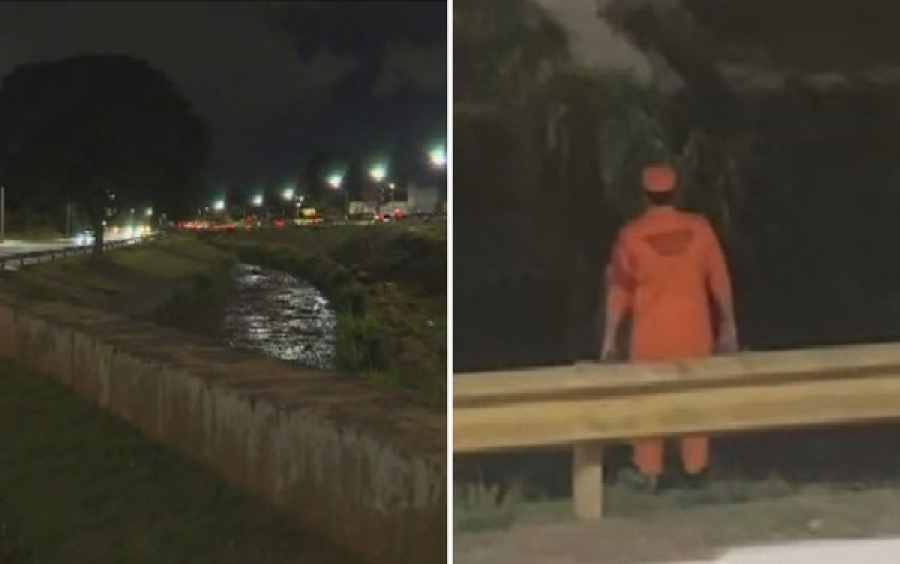 Mulher é arrastada por enxurrada no córrego da Marginal Botafogo